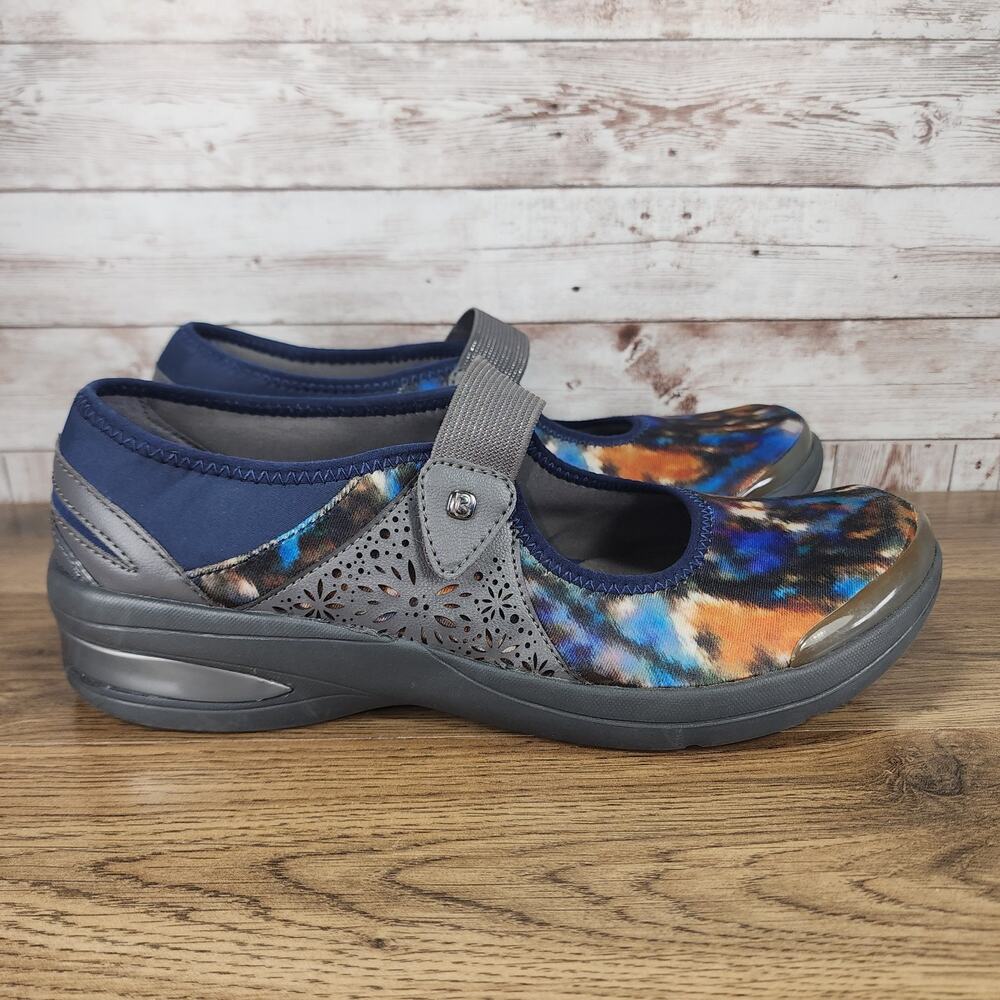 Bzees Womens Reign Mary Jane Slip-Ons Comfort Shoes Blue Multicolor Size 10